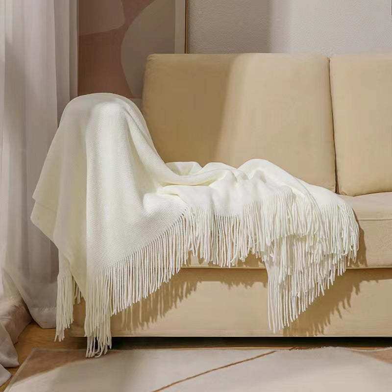 Luxuriöse Fransen-Strickwurfdecke