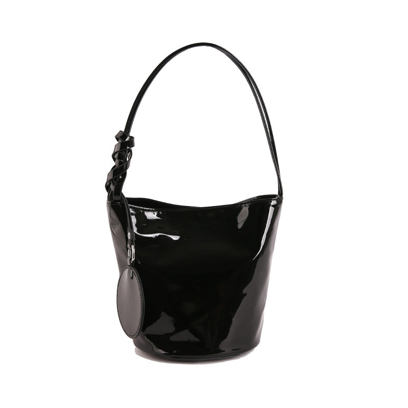 WoChic Patente Leder Eimer Tasche Brehn