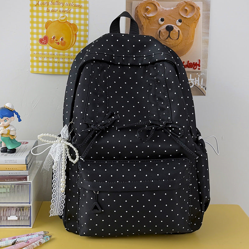 Lässiger Schulrucksack mit gepunktetem Muster