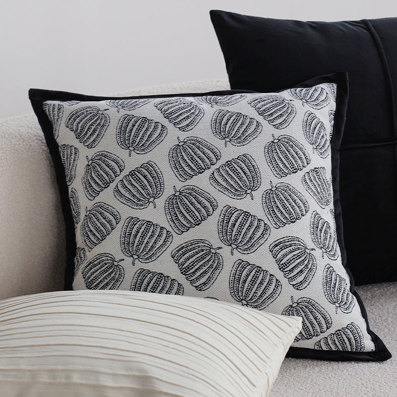 Dekorativer Jacquard-Kissenbezug mit Baum-Motiv und Samt-Paspel Brehn