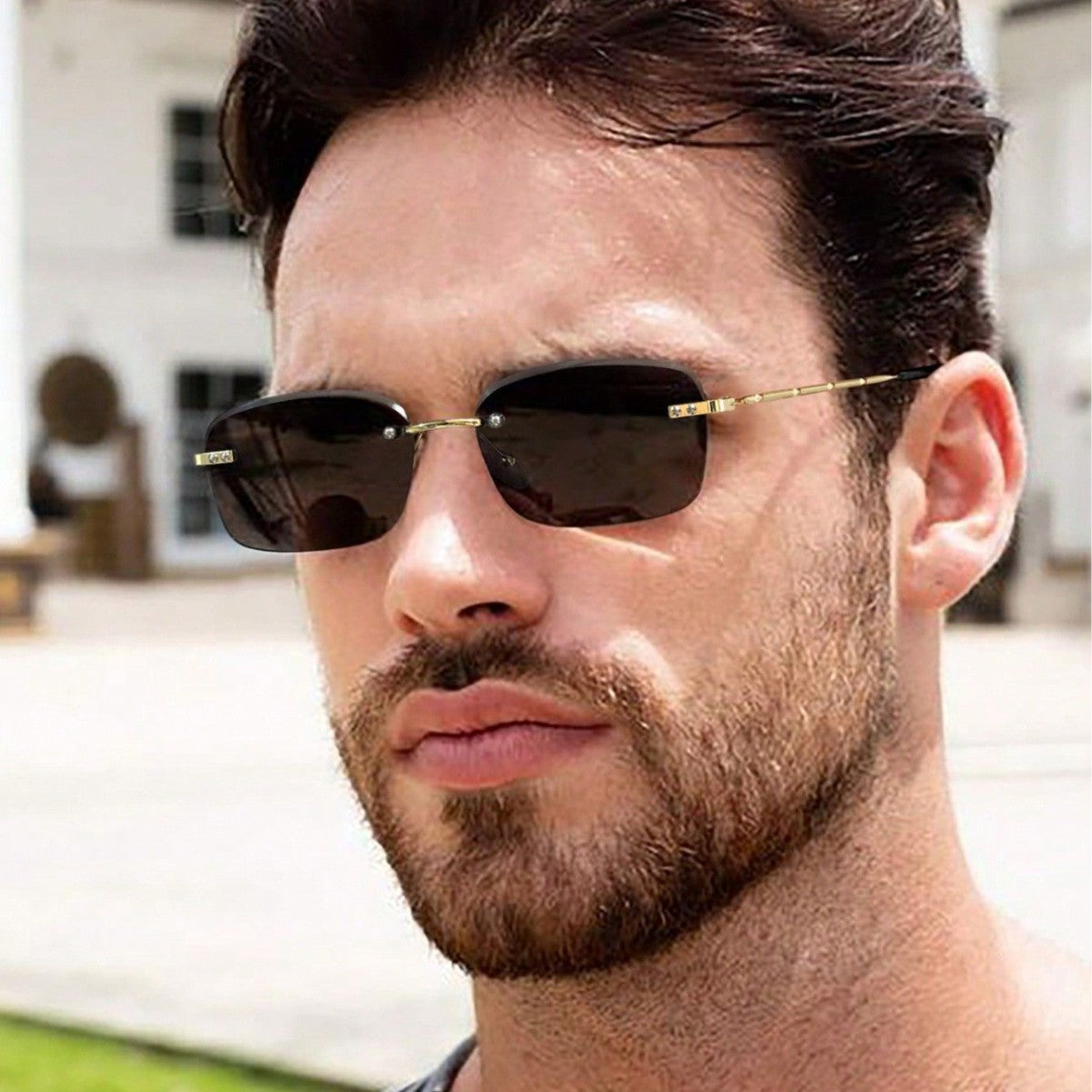 Damen quadratische Sonnenbrille mit polarisierenden Gläsern und elegantem Metallrahmen Brehn
