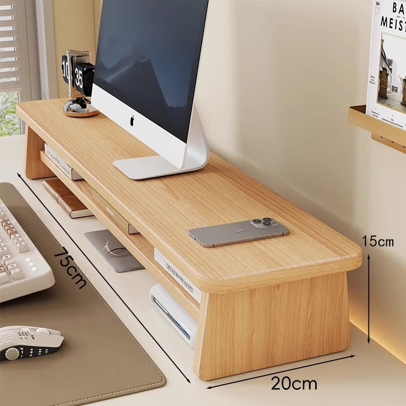 Bamboo Monitor Riser Schreibtisch Organizer mit Unterregal und Kabelmanagement