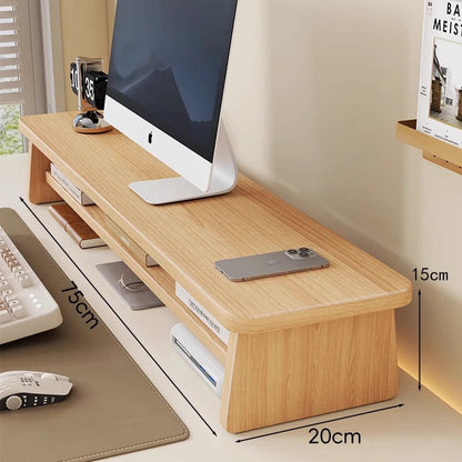 Bamboo Monitor Riser Schreibtisch Organizer mit Unterregal und Kabelmanagement