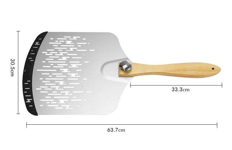 Belüftete Edelstahl-Pizza-Schaufel mit ergonomischem Buchenholzgriff Brehn