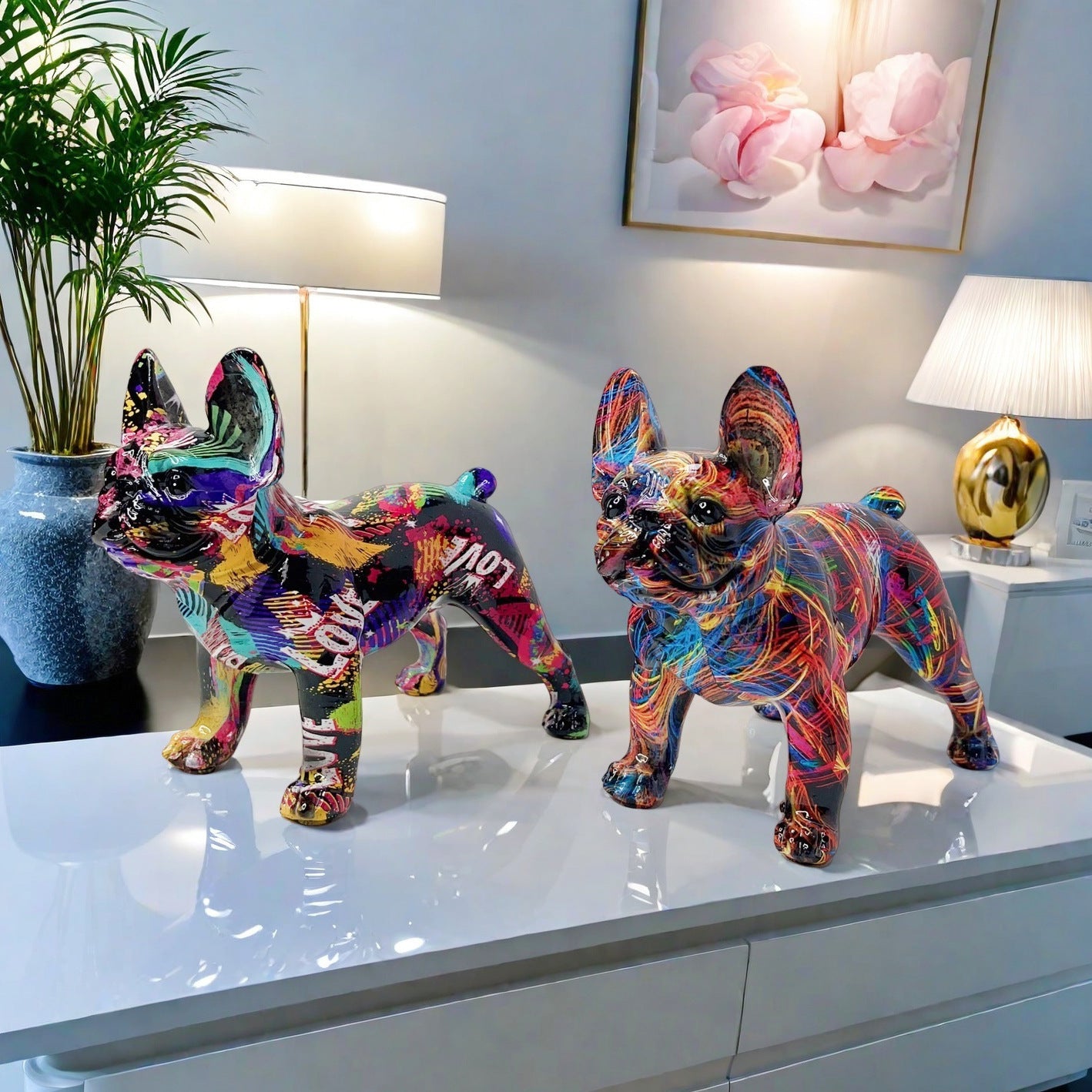 Künstlerische Bulldoggen Skulptur Brehn