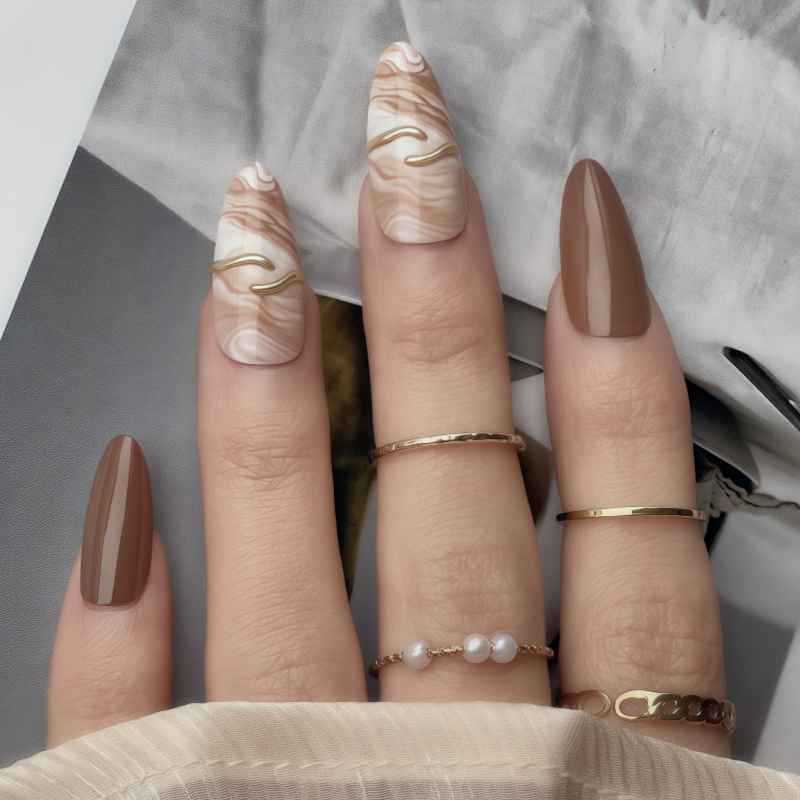 Künstlerisches Marmor Design Press-On Nagel Set Brehn