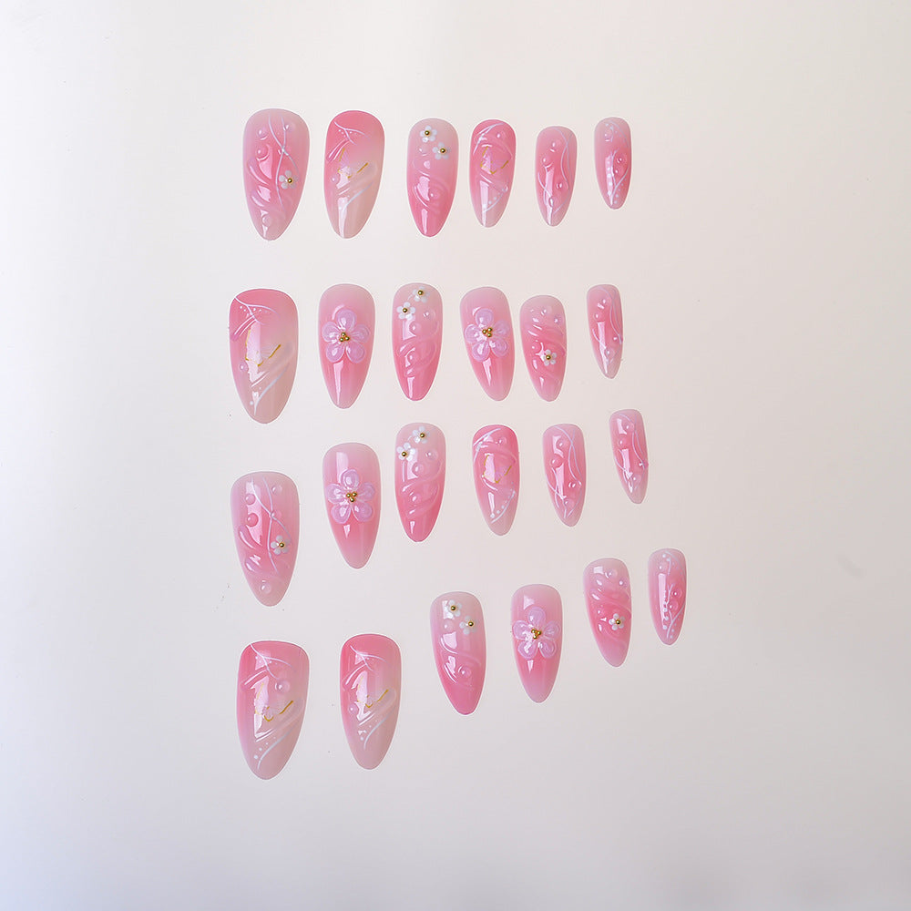 Blumenverzierte Press-On Nail Kit Brehn