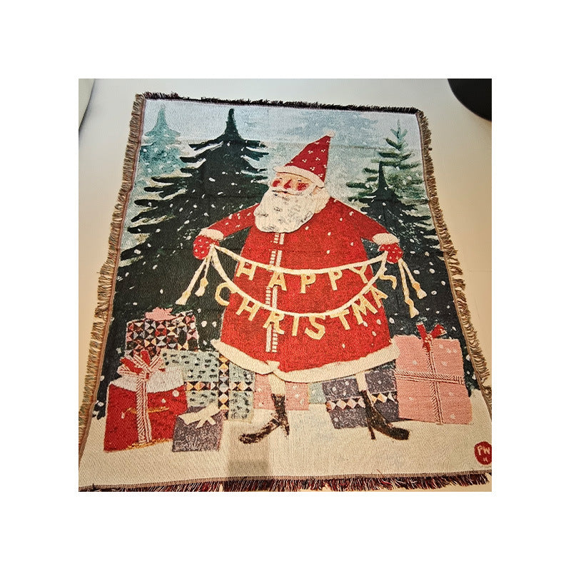Festliche, von Feiertagen inspirierte Wandteppich-Wurfdecke