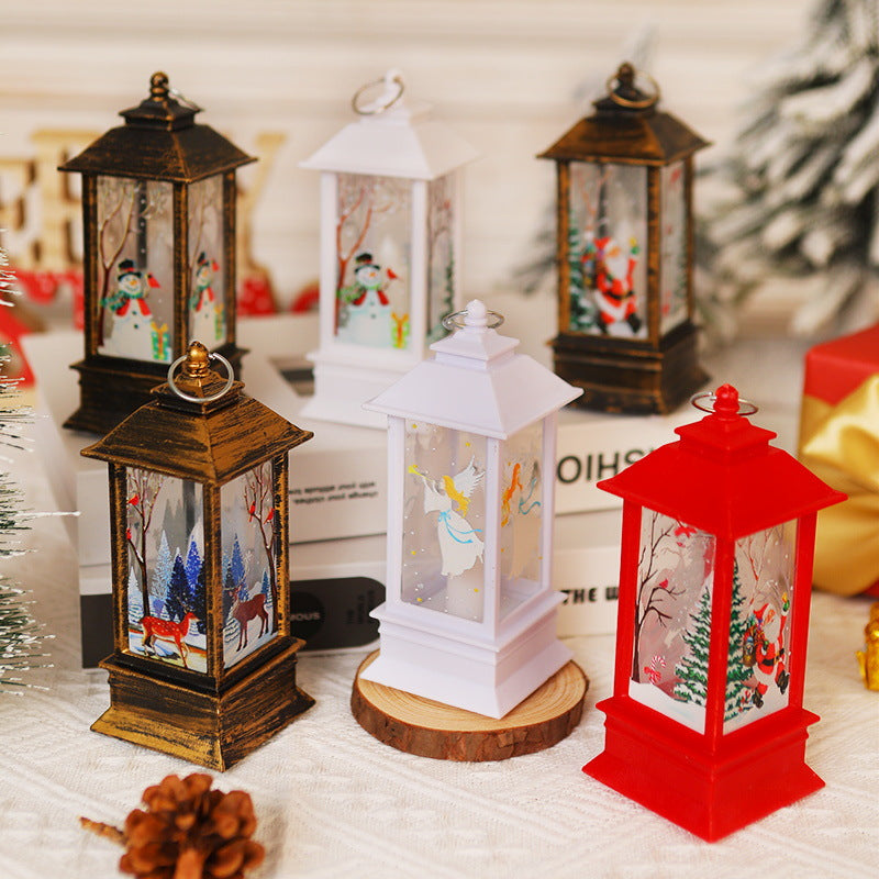 Nostalgische LED Weihnachtslaterne mit beweglichem Santa-Motiv Brehn