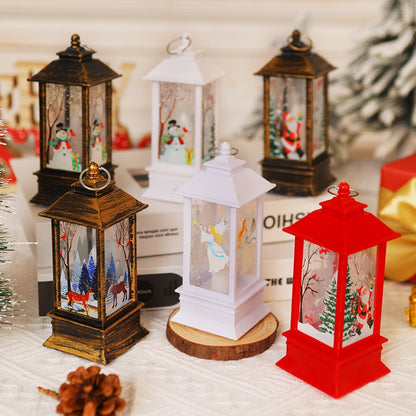 Nostalgische LED Weihnachtslaterne mit beweglichem Santa-Motiv Brehn