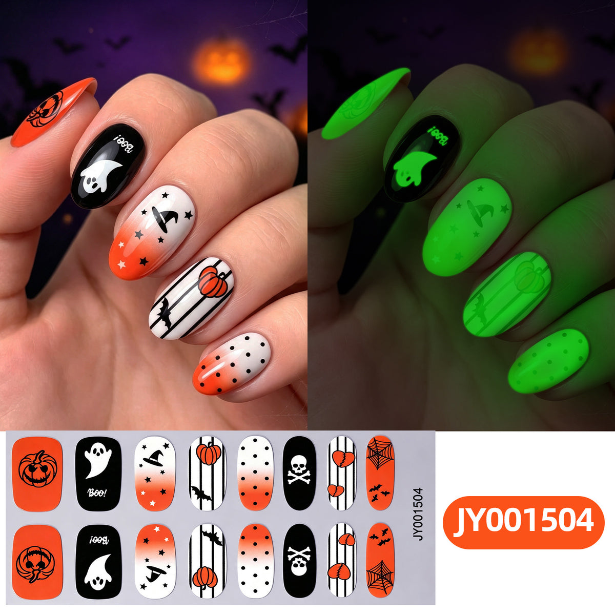 Leuchtende Halloween-Nagelkunst-Sticker