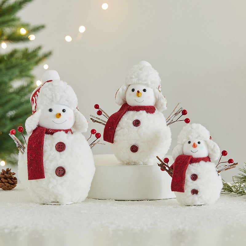 Verspielte Plüsch-Schneemann-Figur