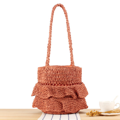 Modische Geflochtene Tasche mit Volants Brehn