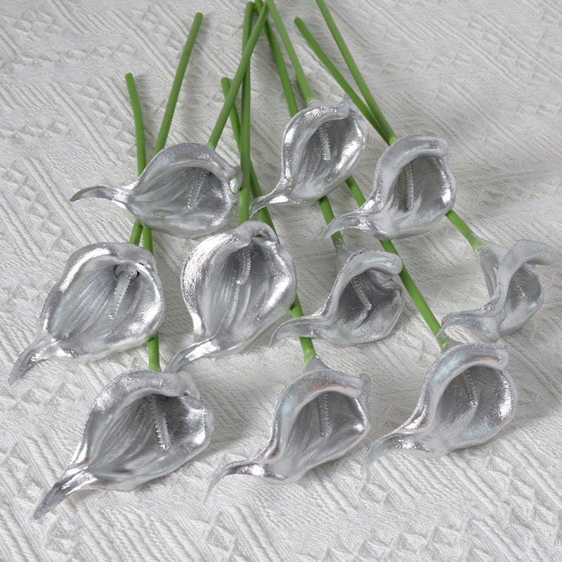 Dekorative Silber Calla-Lilie Skulptur