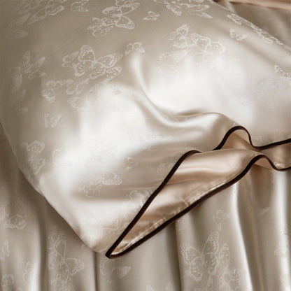 Luxuriöser Jacquard-Satin Bettwäsche Set mit gewelltem Piping