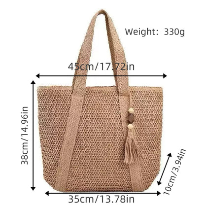 Geflochtene Strandtasche mit Fransigem Detail Brehn