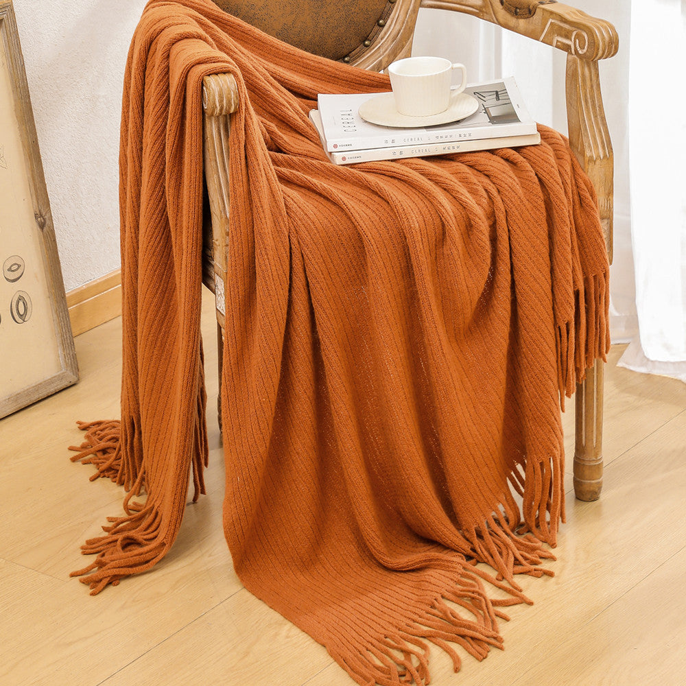 Luxuriöse Texturierte Strickfransen-Wurfdecke Brehn