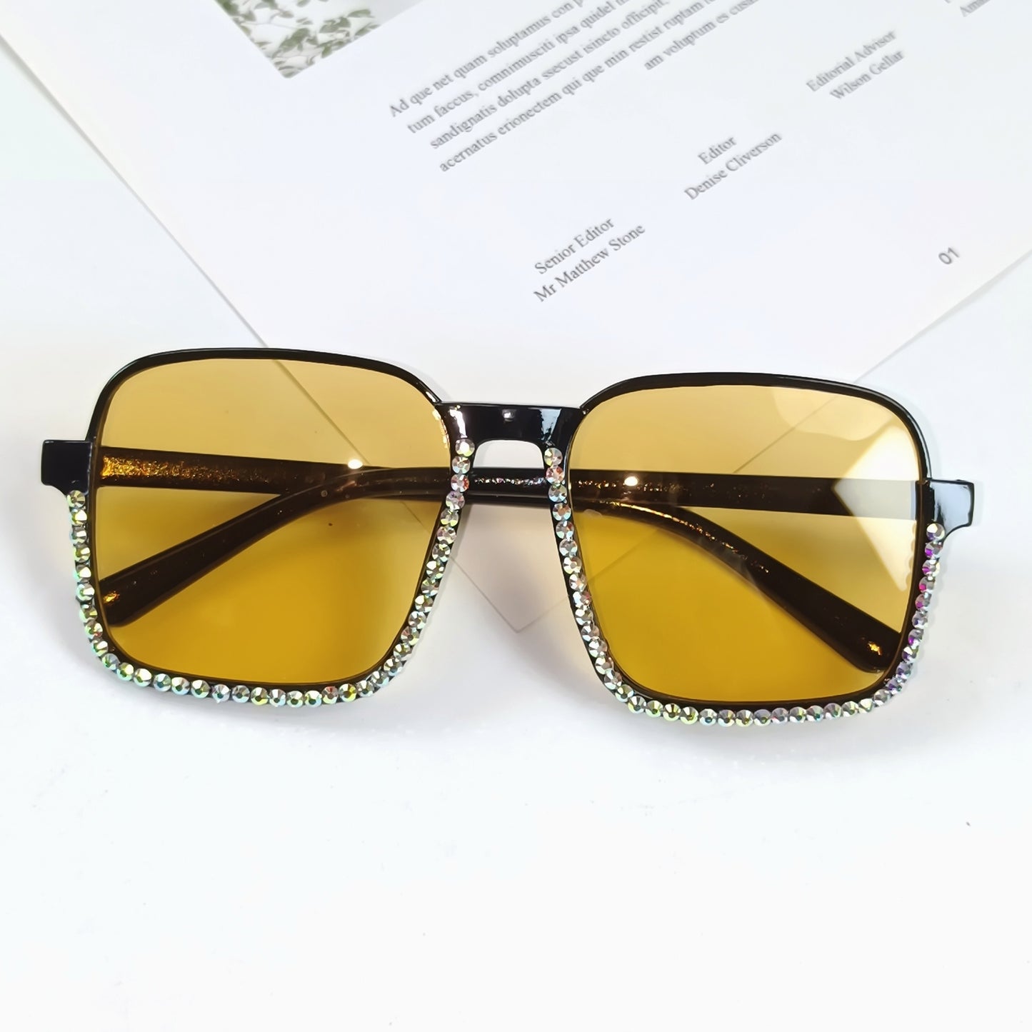 Damen Glamouröse Sonnenbrille mit funkelndem Strass-Besatz Brehn