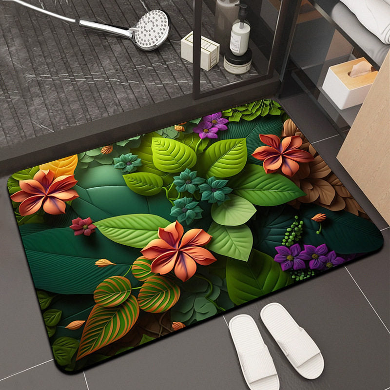 Floral Design Memory Foam Badteppich Brehn