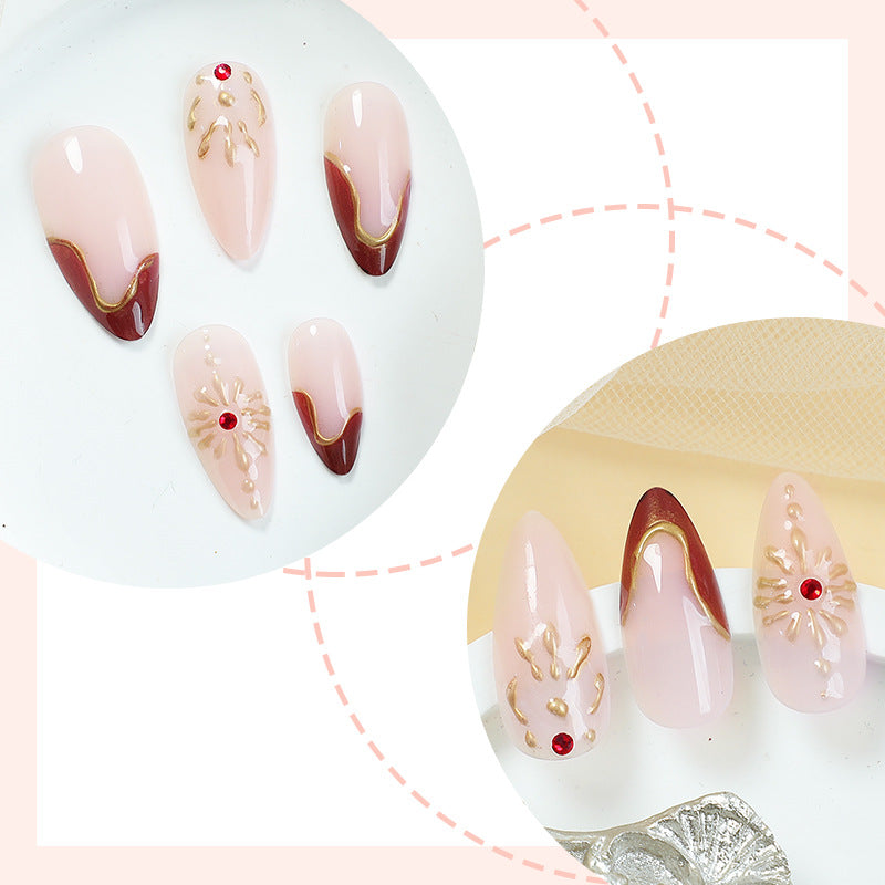 Premium Künstlerische Vollabdeckung Press-On Nagelset Brehn