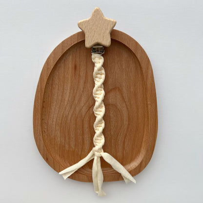 Geflochtene Baumwolle Schnuller und Beißring Clip mit Holzsternclip