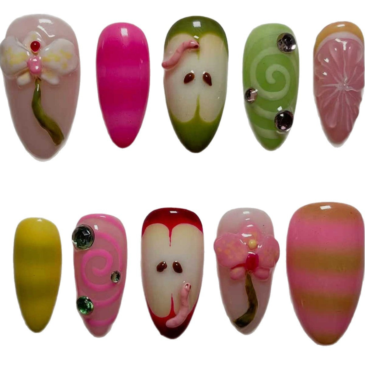 Künstlerisches 3D Obst Nageldesign Brehn