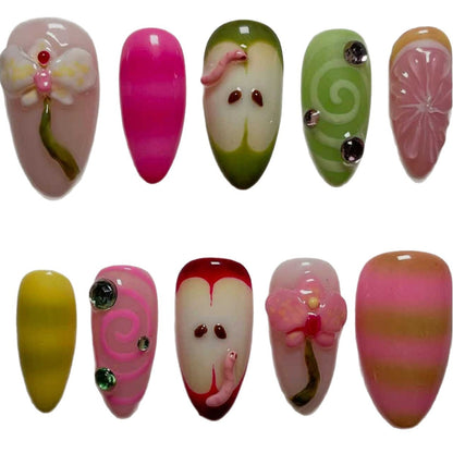 Künstlerisches 3D Obst Nageldesign Brehn