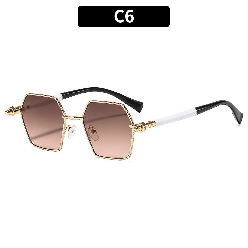 Luxus hexagonale Rahmen Sonnenbrille