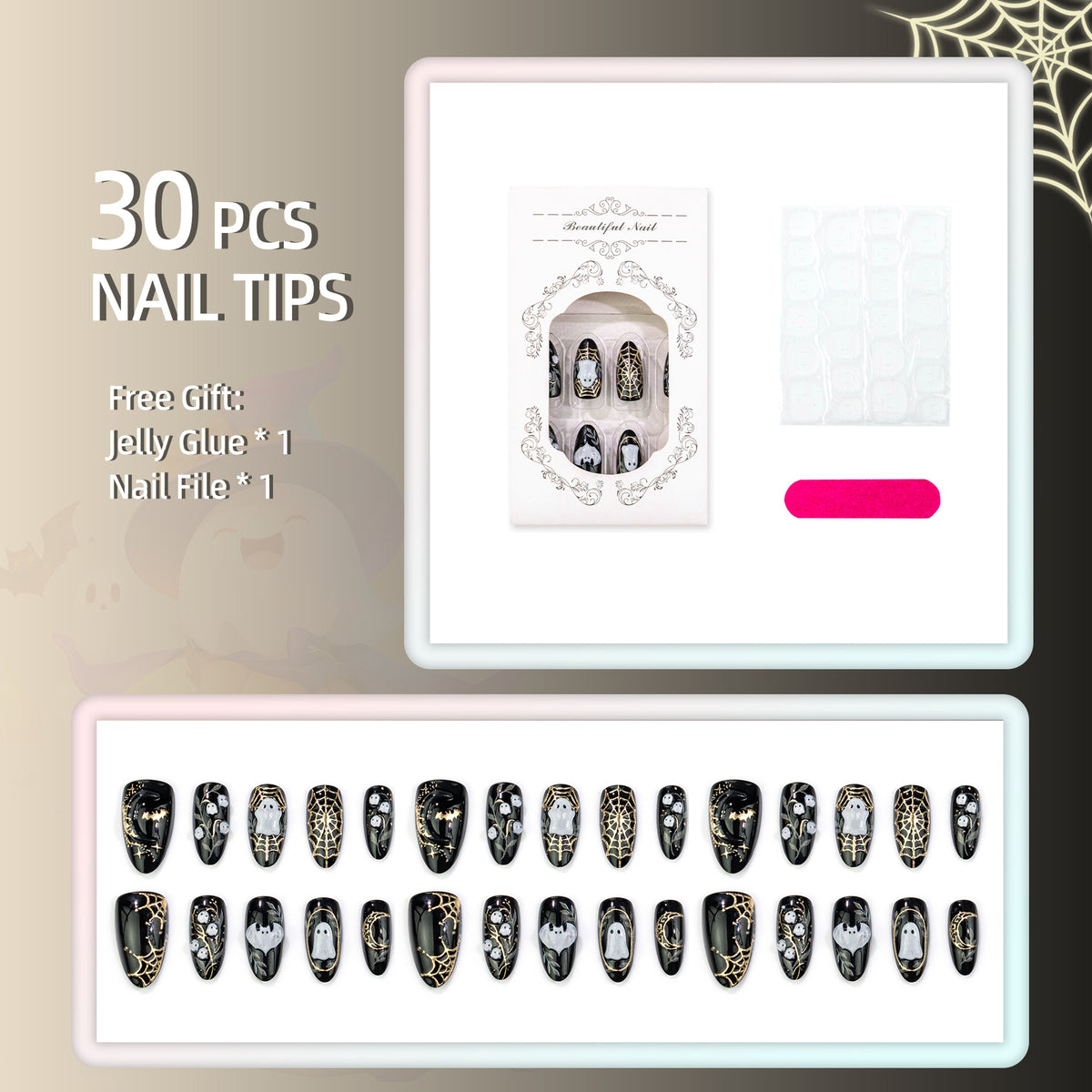Halloween-Themen Dekorative Press-On Nagelset 1790738553