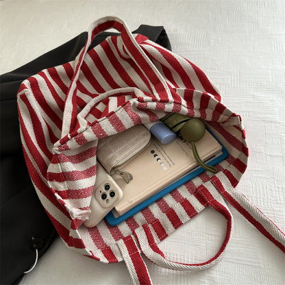 Langlebige gestreifte Canvas Strandtasche