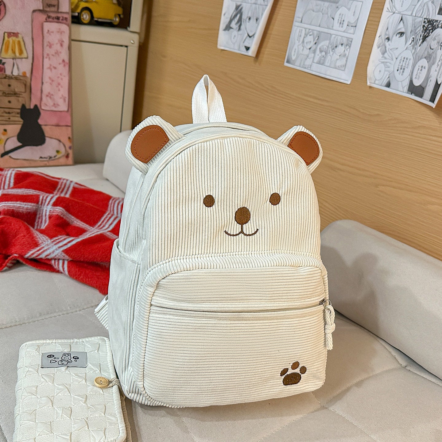 Rucksack mit Niedlichem Bärenmotiv und Praktischen Fächern Brehn