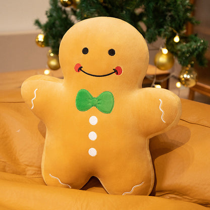 Plüsch Schneemann Dekoratives Kuschelkissen mit gesticktem Gesicht, Schal & Pompon-Hut Brehn