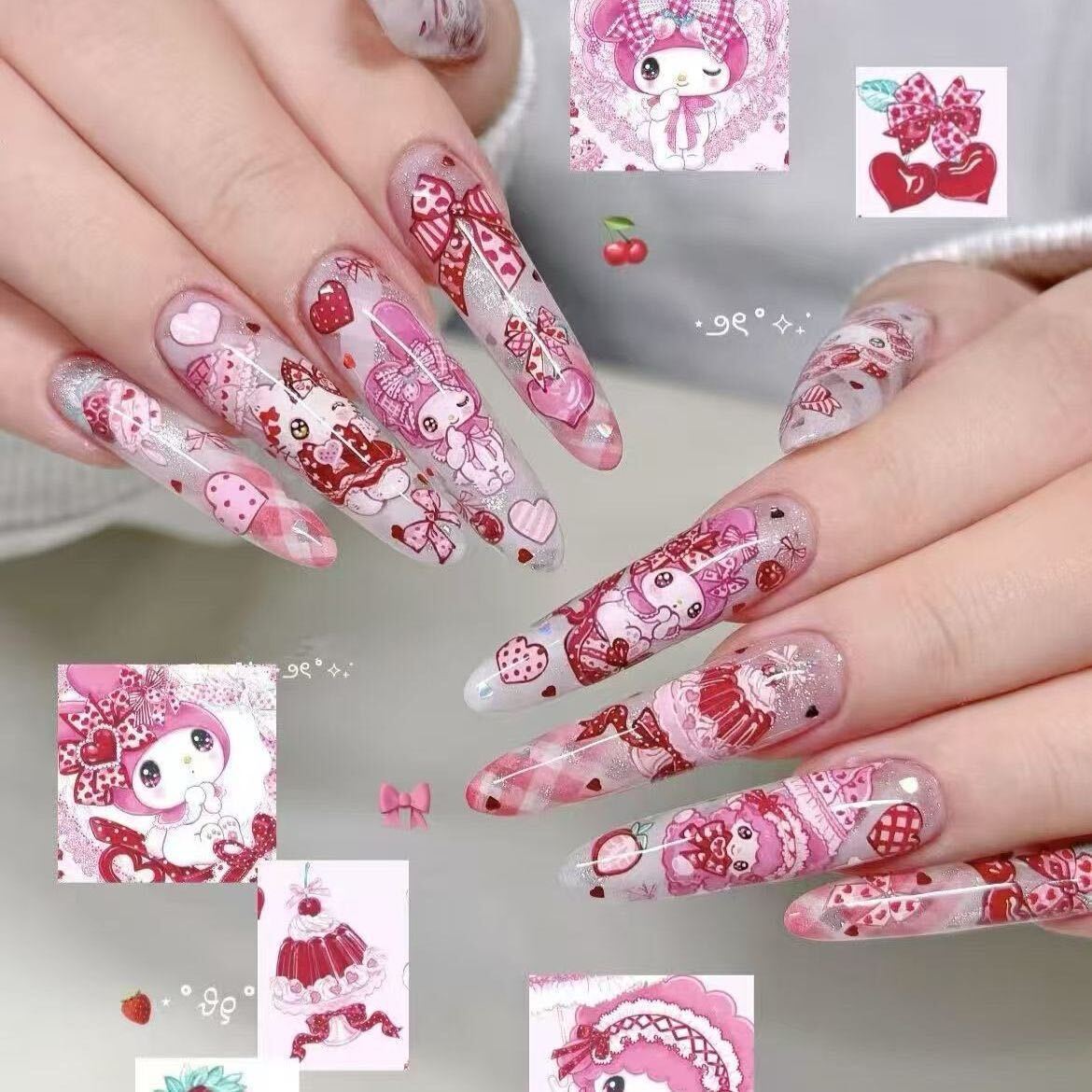 Künstlerische Lange Stiletto-Nagelverzierungen Brehn