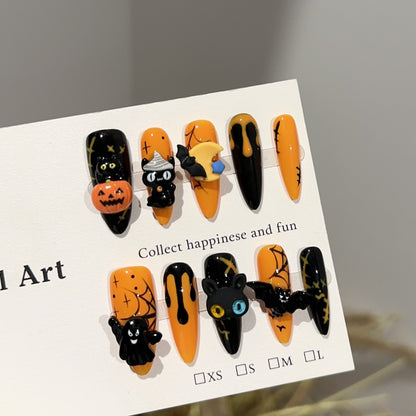 Halloween-Themen 3D Press-On Nagelkunst Set