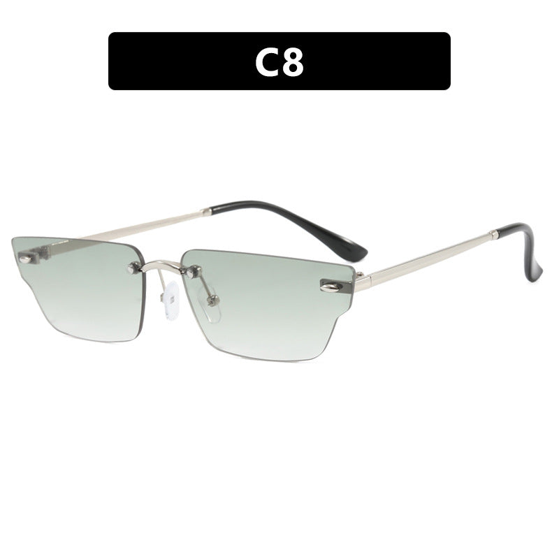 Damen geometrische Sonnenbrille mit filigranem Rahmen und transparenten Gläsern Brehn