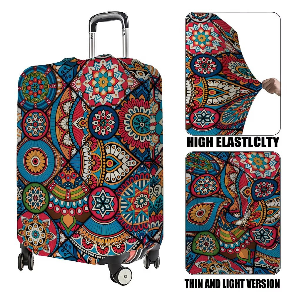 Unisex nan elastische Kofferhülle mit Mandala-Muster und Teleskopgriff-Kompatibilität Brehn