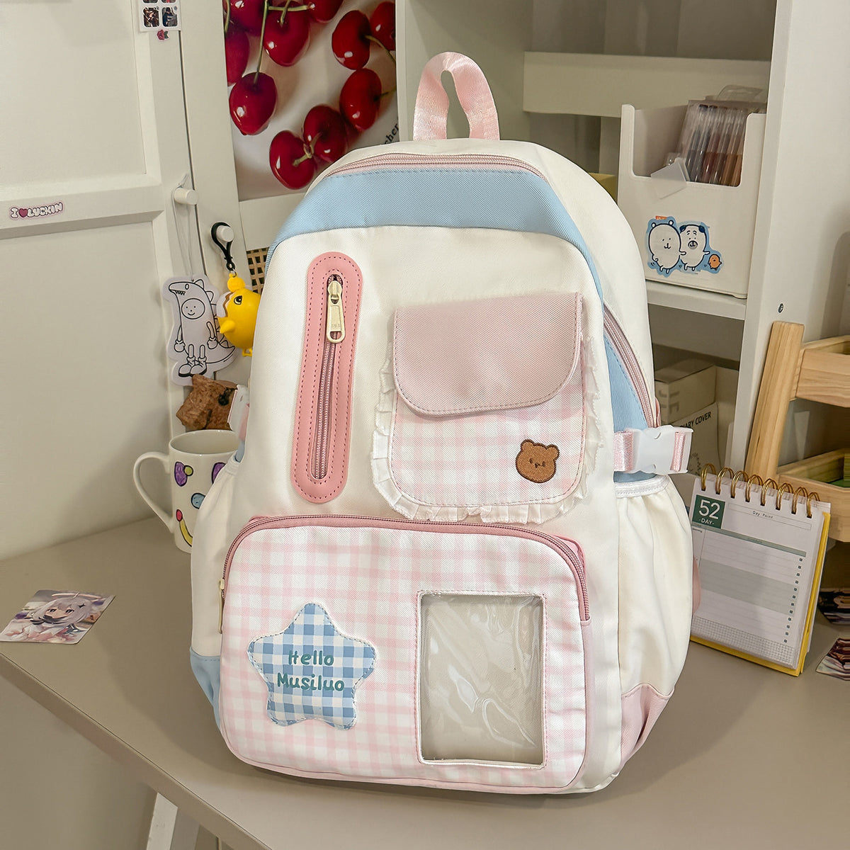 Stilvolles Gingham-Druck-Rucksack Brehn