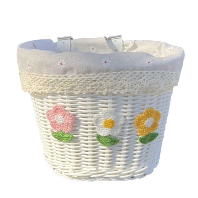 Blumengestickter geflochtener Aufbewahrungskorb Brehn