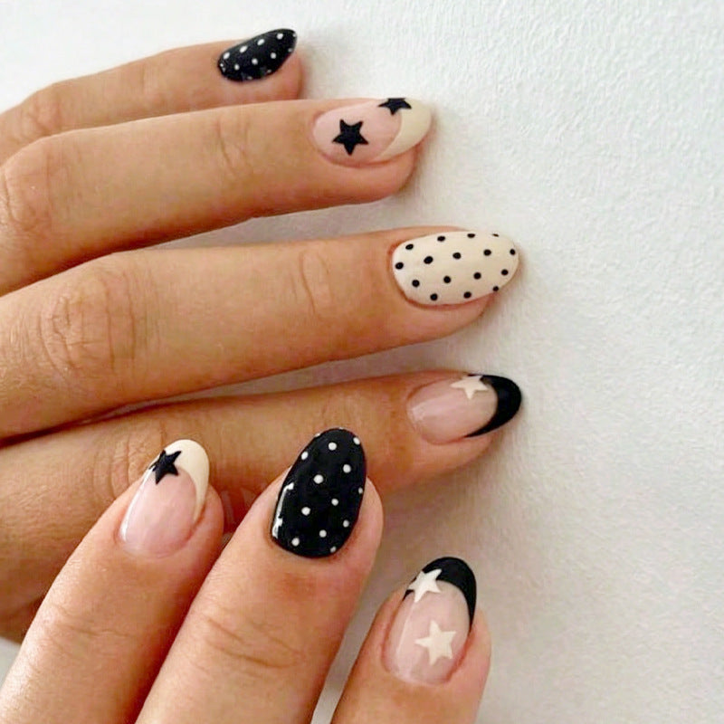 Chic Punkt- und Stern-Press-On-Nagelset Brehn