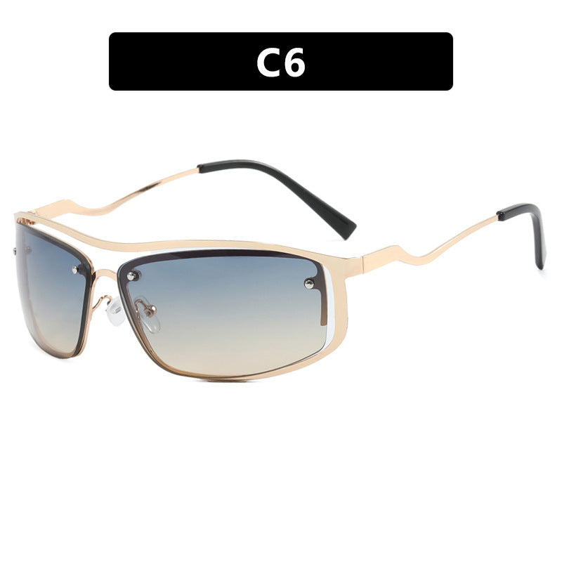 Damen futuristische Sonnenbrille mit elegantem Metallrahmen und hochtransparenten Gläsern Brehn