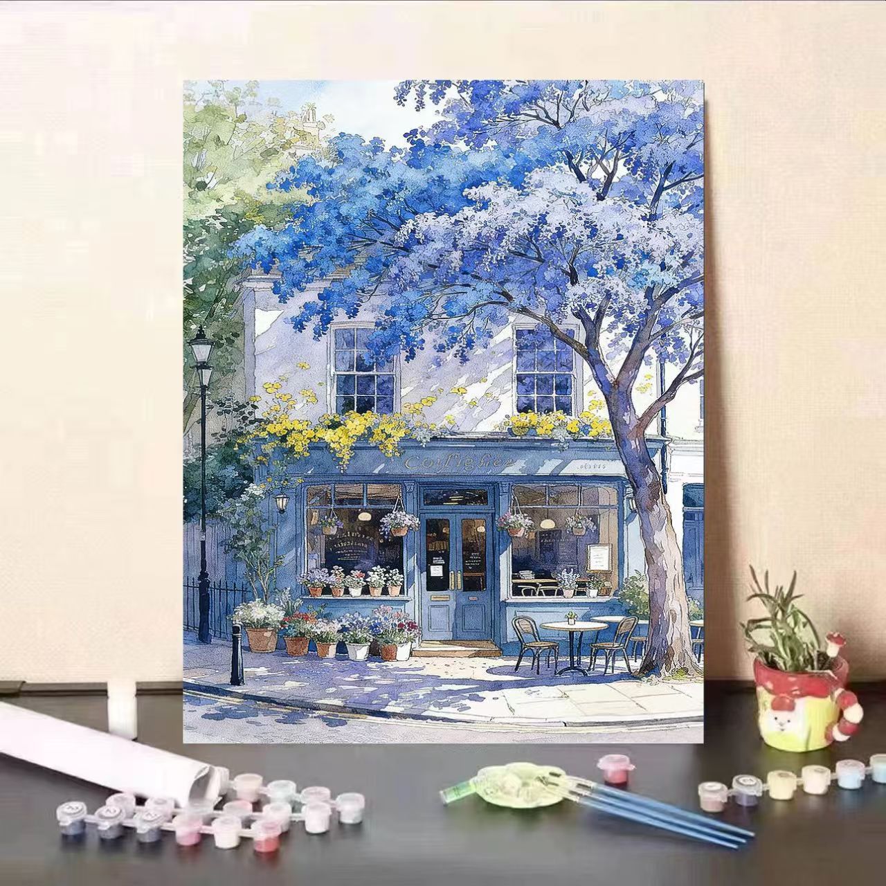 DIY Café-Szene Malen nach Zahlen Set Brehn