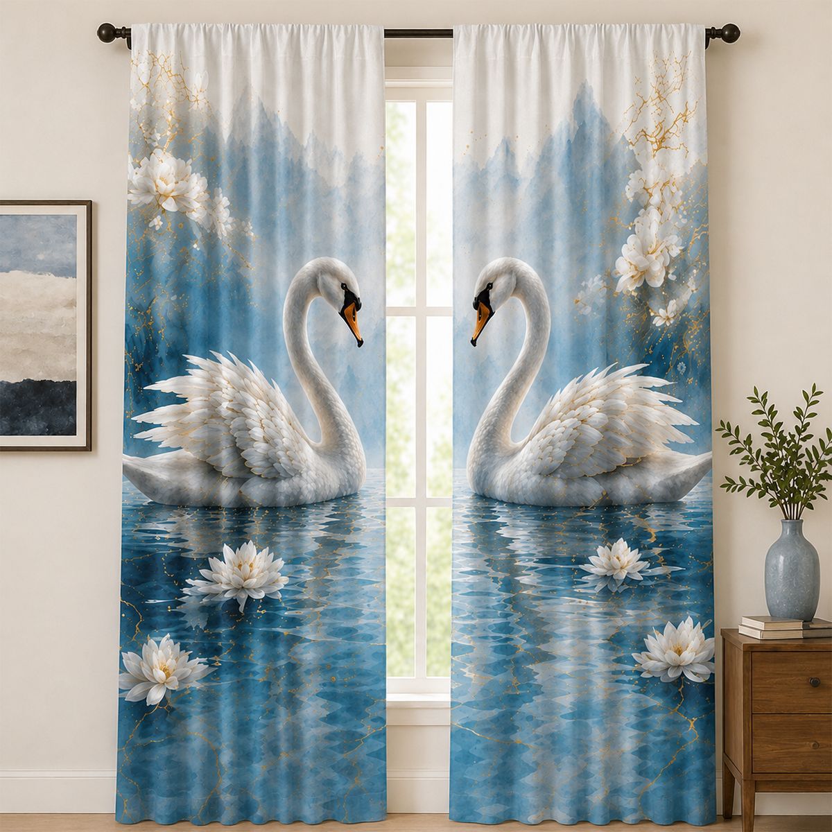 Künstlerische Floralprint-Fensterdraperien