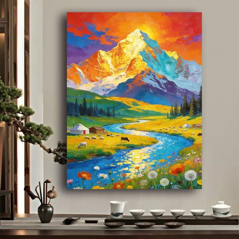 Lebendige Berglandschaft Leinwandkunst Brehn
