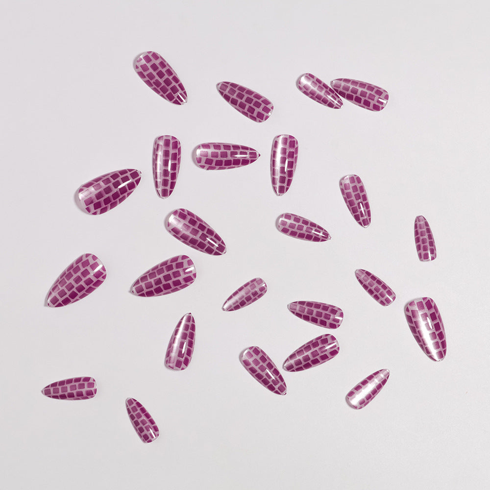 Glossy Stiletto Press-On Nails Set mit Reflective Design Brehn