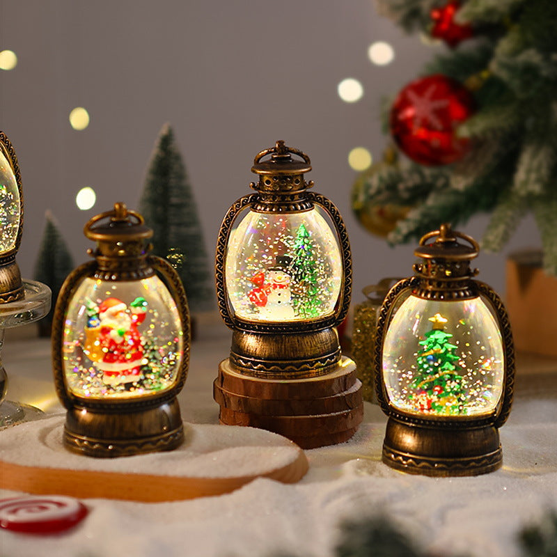 Nostalgische Weihnachtslaterne mit Schneemann-Szene Brehn