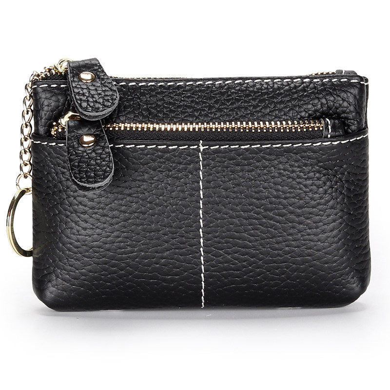 Premium Doppel-Zipper Leder Münzbeutel