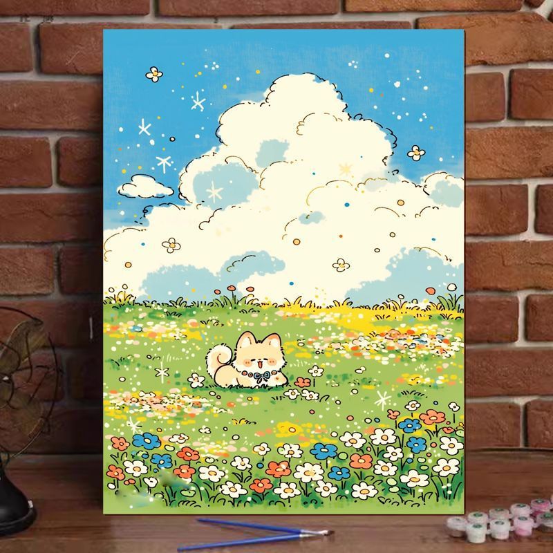 Niedliches Katzenillustration Leinwandkunstdruck Brehn