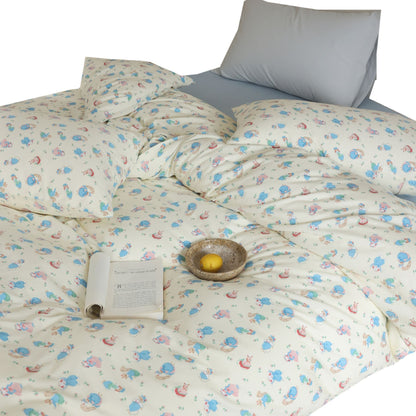 Wendbares Duvetbezug- und Kissenbezug-Set aus Baumwollsatin mit Teddybär- und Mondprint