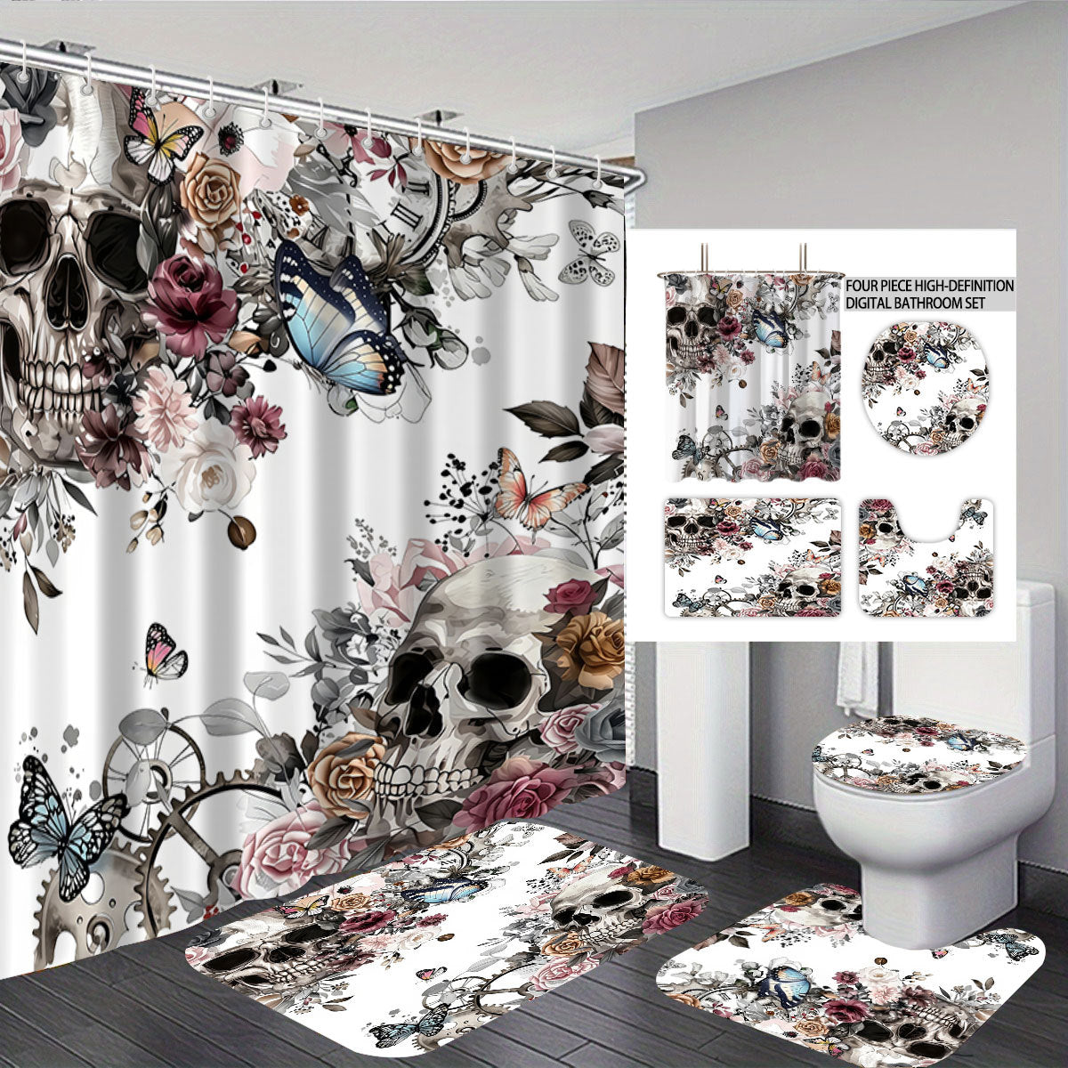 Künstlerisches Skull Badezimmer Dekor Set Brehn