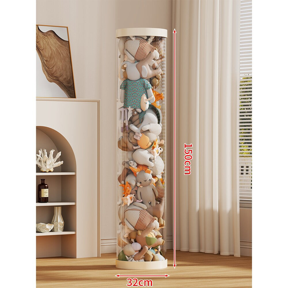 Klarer zylindrischer Geschenkdisplaybox für Plüschtiere mit LED-Lichterkette und abnehmbarem Deckel